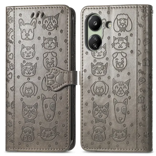 ART ANIMALS Peňaženkový obal pre Xiaomi Redmi 13C / Poco C65 šedý