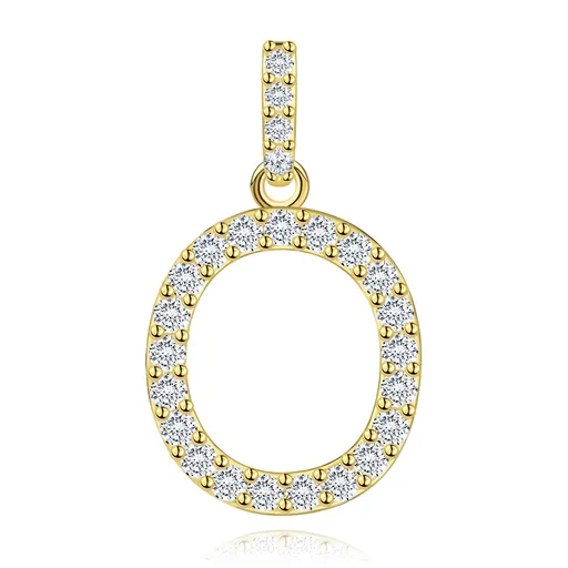 Prívesok z 9K žltého zlata s písmenom O a zirkónmi