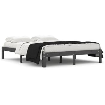 Rám postele sivý masívne drevo 150 × 200 cm King Size, 810372