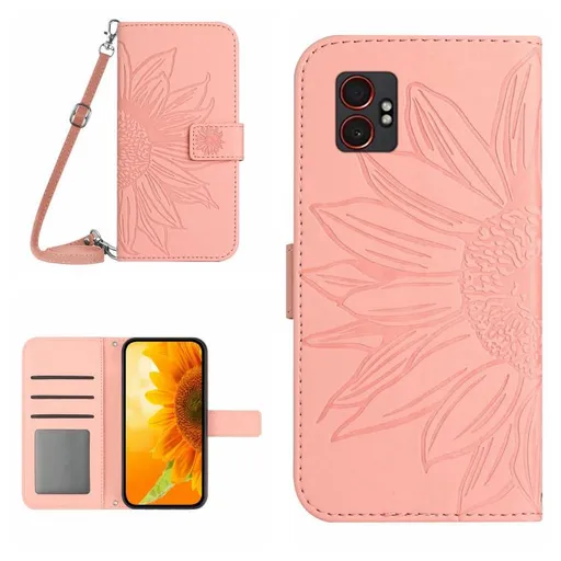 ART SUNFLOWER Peňaženkový obal so šnúrkou pre Samsung Galaxy Xcover 7 Pro ružový