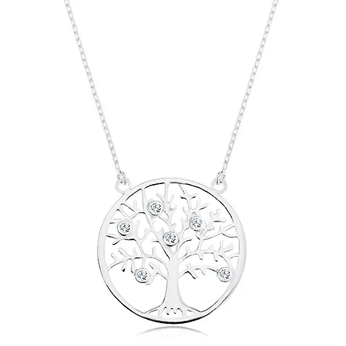 Náhrdelník zo striebra 925, retiazka a prívesok - strom života zdobený zirkónmi