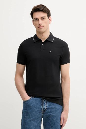 Bavlnené polo tričko Calvin Klein čierna farba, jednofarebná, LV04LC239G