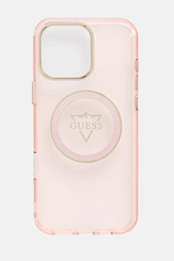 Puzdro na mobil Guess iPhone 16 Pro Max ružová farba, GUHMP16XHFGTMSLSP