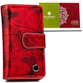 Vertikálna elegantná dámska kožená peňaženka červená na zips - Peterson