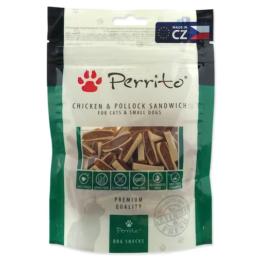 PERRITO Pochúťka chicken & pollock sandwich pre mačky 100 g