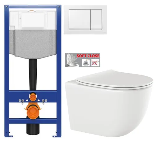 CERSANIT predstenový inštalačný systém s bielym tlačidlom K97-516 + WC INVENA TINOS  + SEDADLO K97-526 516 NO1