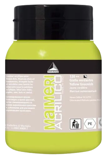 MAIMERI ACRILICO - Akrylové farby 120 - yellow greenish, 0,5 L