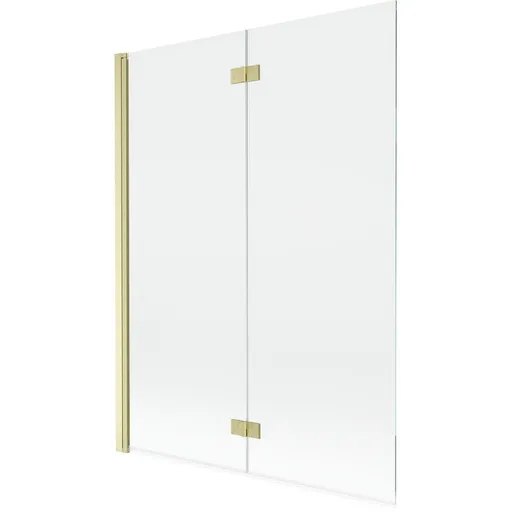 MEXEN - MIST vaňová zástena 130x150 cm 6mm 2-s, zlatá kartáčovaná, číra, ľavá 8A9-130-002-55-00-L