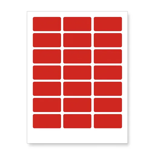 Samolepiace etikety 63,5 x 29,6 mm, 27 etiket, A4, 20 listov, červené