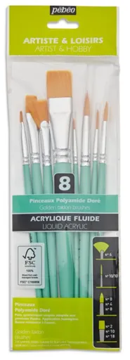 PÉBÉO - Sada štetcov pre akrylové farby 8 ks