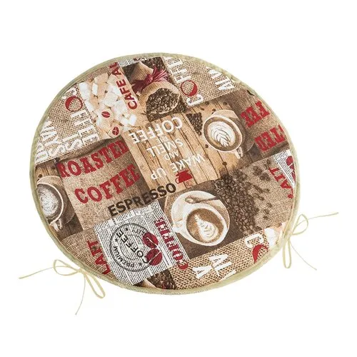 Bellatex Sedák EMA okrúhly hladký Káva hnedá, červená, priemer 40 cm