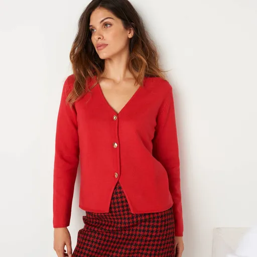 Asymetrický sveter na zapínanie s výstrihom do V