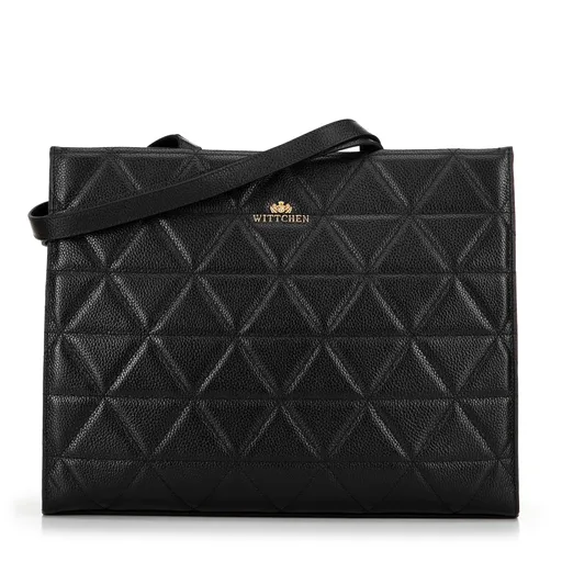 perka z kože s geometrickým prešívaním čierno-zlatá 100-4E-613-1G