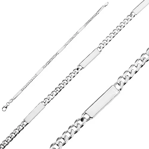 Náramok zo striebra 925 - tehličky na plochej retiazke, karabínka