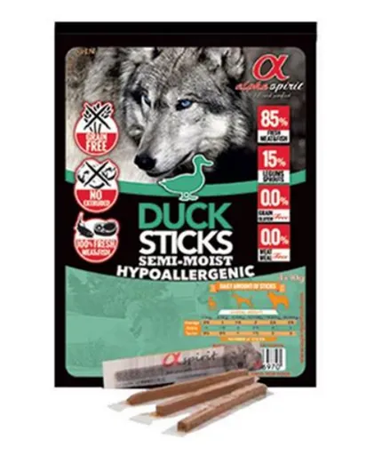 Maškrta Alphaspirit pre psy Paličky kačacie 4 x 10g