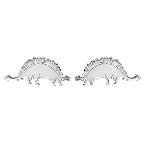 Strieborné náušnice 925 - ligotavý dinosaurus - stegosaurus, puzetové zapínanie