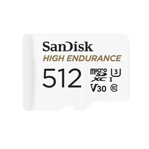 SanDisk MicroSDXC karta 512GB High Endurance (R: 100/W: 40 MB/s, C10, U3, V30) + adaptér