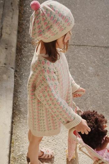 Detské vlnené šaty Konges Sløjd BELOU KNIT DRESS béžová farba, mini, rovný strih, KS102860