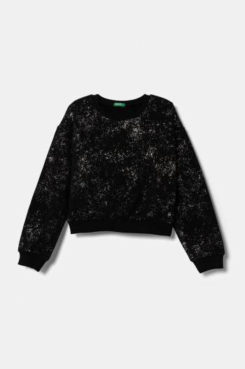 Detská mikina United Colors of Benetton čierna farba, vzorovaná, 3O2FC10M1