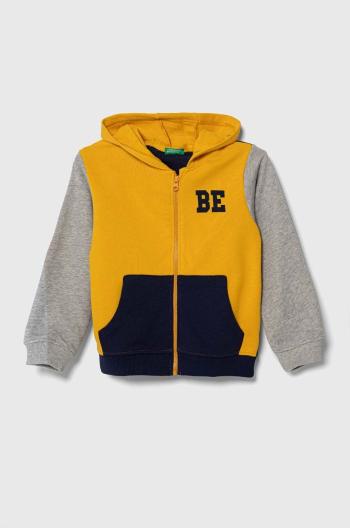Detská bavlnená mikina United Colors of Benetton s kapucňou, vzorovaná