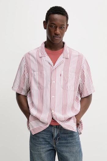 Košeľa Levi's S/S CLASSIC CAMPER červená farba, voľný strih, s klasickým golierom, 21976