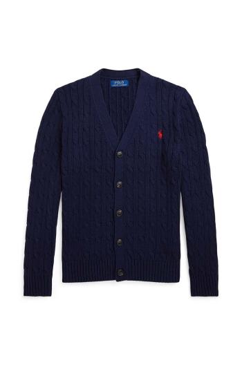 Detský bavlnený kardigan Polo Ralph Lauren tmavomodrá farba, 323925717006