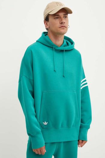 Mikina adidas Originals pánska, tyrkysová farba, s kapucňou, s nášivkou, JF9142