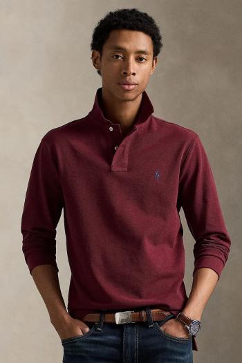 Bavlnené tričko s dlhým rukávom Polo Ralph Lauren bordová farba, jednofarebné, 710680790