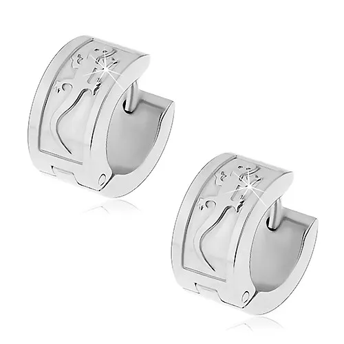 Oceľové náušnice striebornej farby s veľkou jaštericou, kĺbové zapínanie