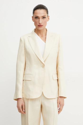 Ľanové sako Weekend Max Mara béžová farba, jednoradové, jednofarebné, 2515041012600