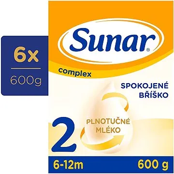 Sunar Complex 2 pokračovacie dojčenské mlieko, 6× 600 g (8592084416607)