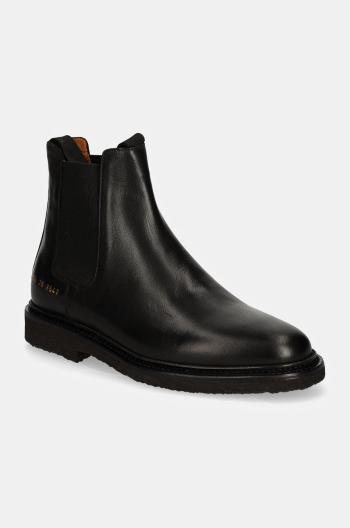 Kožené topánky chelsea Common Projects Chelsea in Leather dámske, čierna farba, na plochom podpätku, 6168