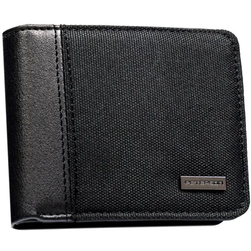Čierna, kompaktná pánska peňaženka z ekokože - Peterson