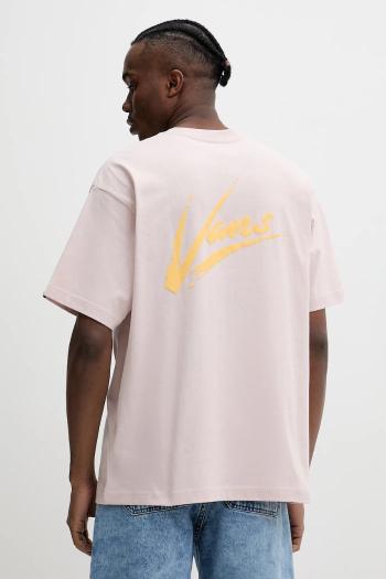 Bavlnené tričko Vans pánske, ružová farba, s potlačou, VN000K42O3N1