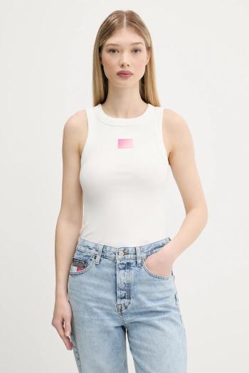Top Tommy Jeans biela farba, DW0DW20920
