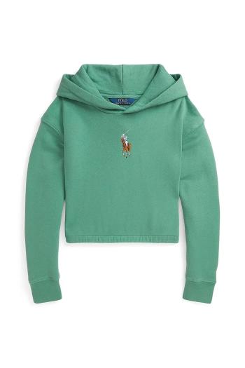 Detská mikina Polo Ralph Lauren zelená farba, s kapucňou, jednofarebná, 313970990001