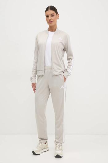 Tepláková súprava adidas 3-Stripes dámska, béžová farba, JD2686
