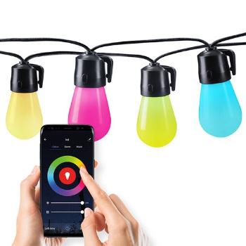 SOLIGHT WO795 LED SMART VONKAJSIA RETAZ S RGB ZIAROVKAMI, BLUETOOTH, 15 ZIAROVIEK, 14M+6M, 10W