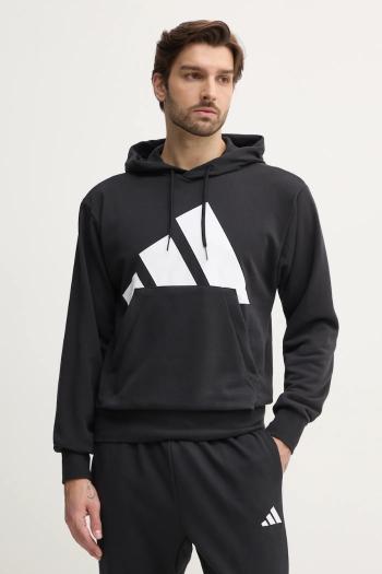 Mikina adidas Essentials pánska, čierna farba, s kapucňou, s potlačou, IN6164