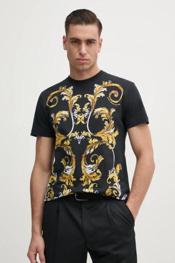 Bavlnené tričko Versace Jeans Couture pánske, čierna farba, vzorované, 78GAH6SB JS461