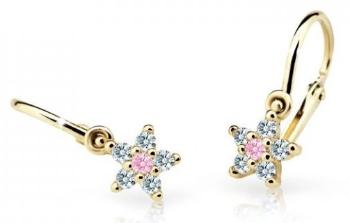 Cutie Jewellery Trblietavé detské náušnice zo žltého zlata C2118-10-X-1 ružová