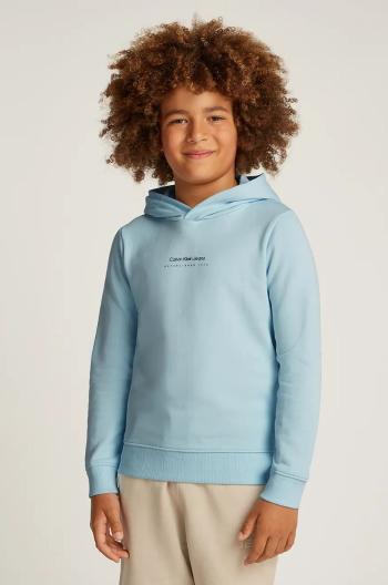 Detská mikina Calvin Klein Jeans s kapucňou, s potlačou, IB0IB02383