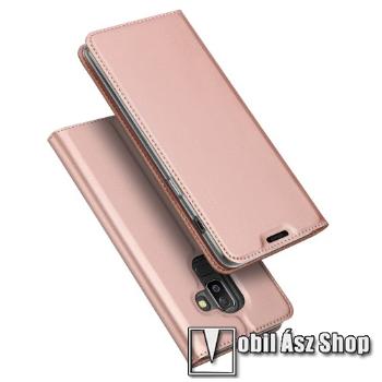 DUX DUCIS slim design notesz / mappa tok - ROSE GOLD - oldalra nyíló flip cover, asztali tartó funkció, szilikon belső, mágneses záródás - SAMSUNG Galaxy J8 (2018) - GYÁRI