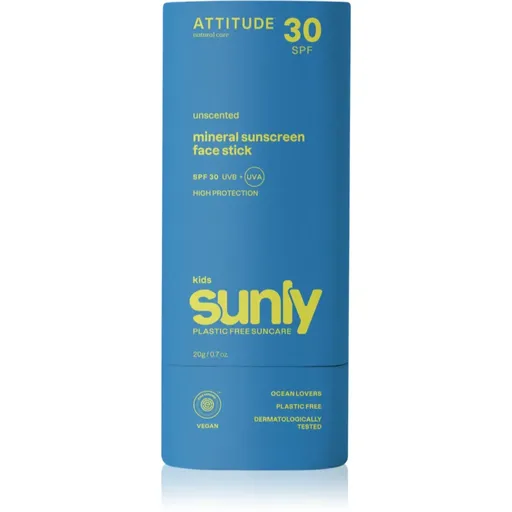 Attitude Sunly Kids Face stick minerálny krém na opaľovanie v tyčinke pre deti SPF 30 20 g