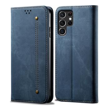 DENIM Peňaženkový kryt pre Samsung Galaxy S25 Ultra 5G modrý