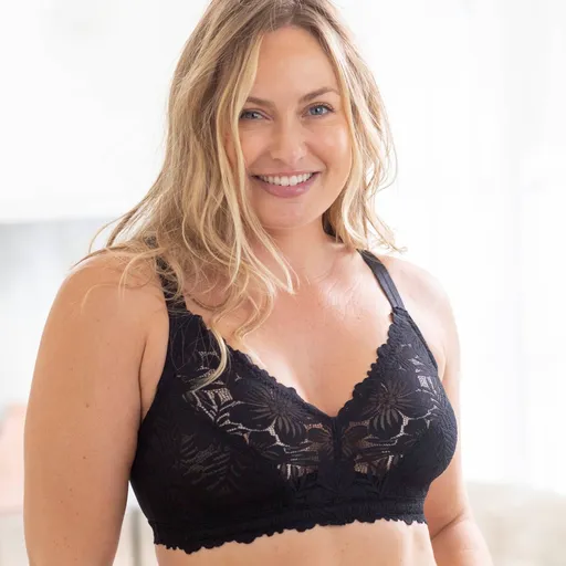 Spevňujúca podprsenka z bavlny a čipky, bez kostíc