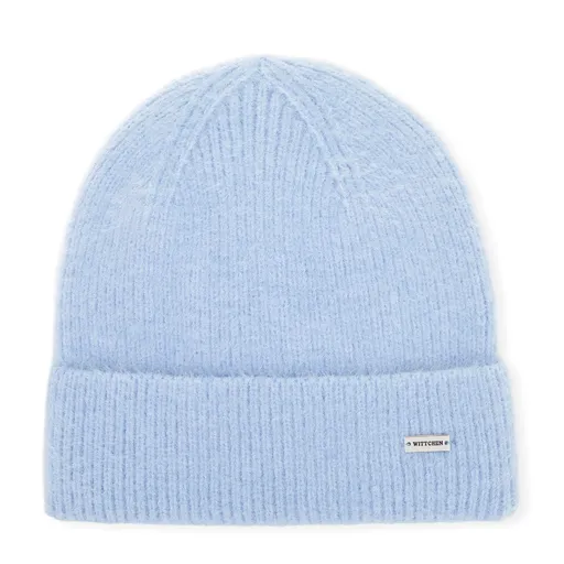 Dámska nadýchaná zimná čiapka s vyhrnutým lemom a kovovým logom 101-HF-202-7