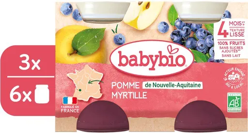 BABYBIO Jablko a čučoriedky 3× (2× 130 g) (BABY11823s)