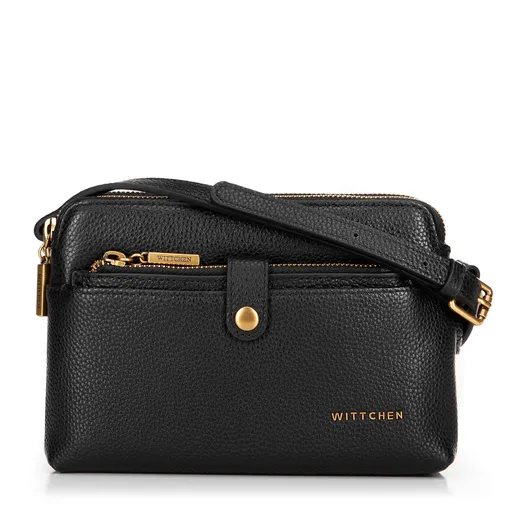 Dámska crossbody kabelka z kože dvojpriehradková čierna 100-4E-631-1