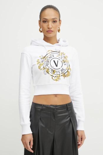 Mikina Versace Jeans Couture dámska, biela farba, s kapucňou, s potlačou, 78HAIC01 CF00C